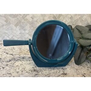 VINTAGE LONDONWARE BLUE ONYX (AQUA) LIFT OFF MAGNIFYING MIRROR W/STAND RETRO